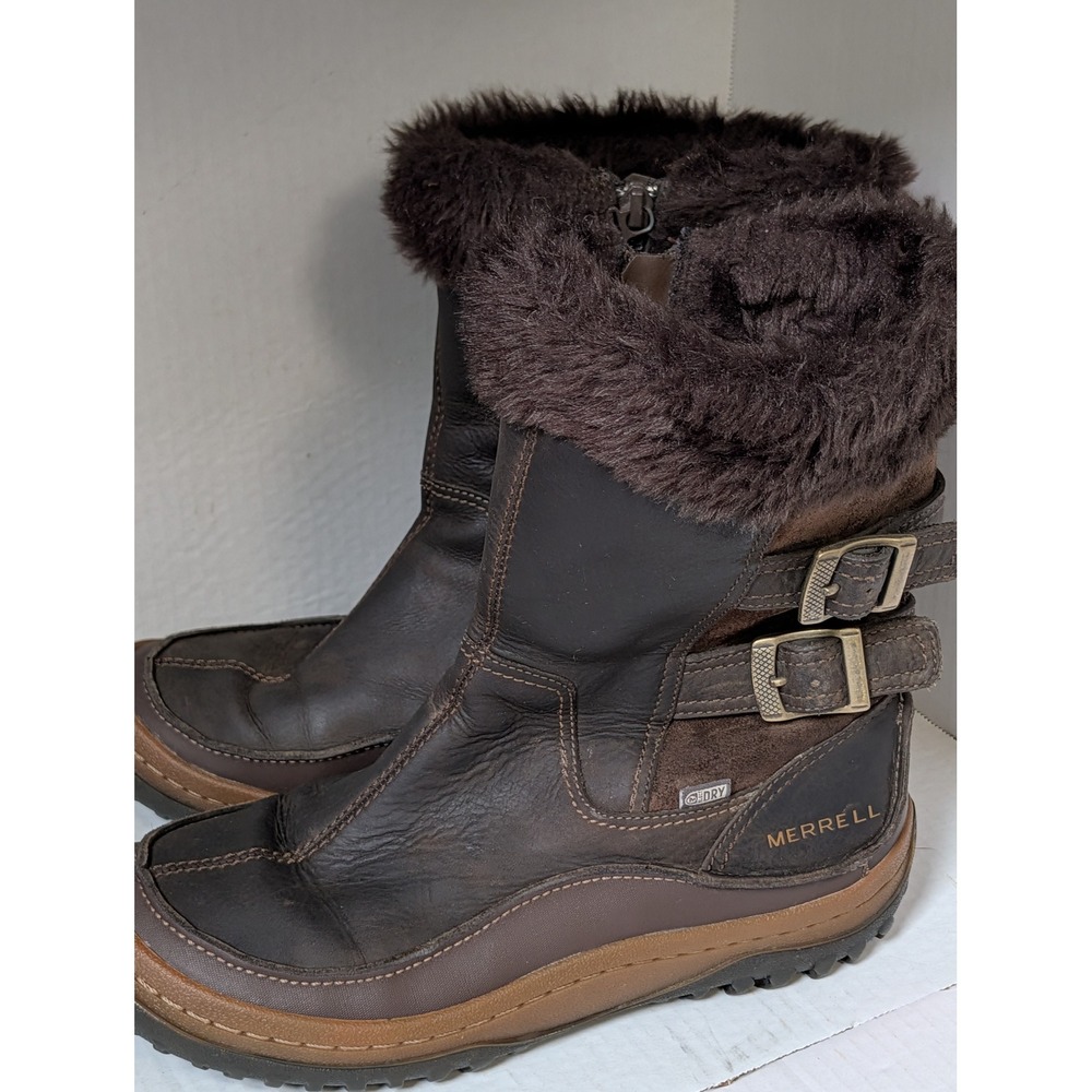 Merrell Decora Chant Waterproof Winter Boots Women's 8.5 Brown Leather Fur